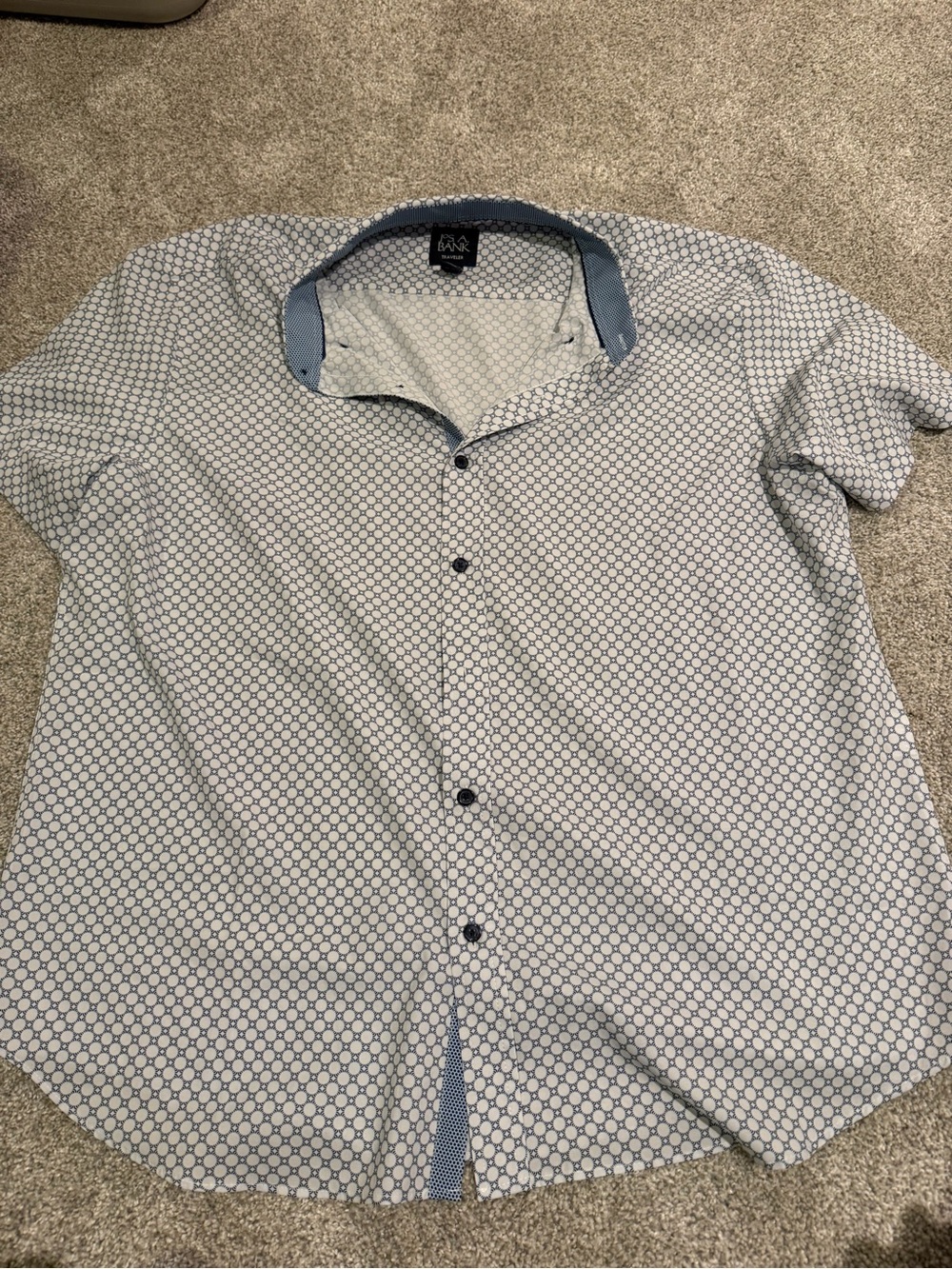 Jos A Bank Modern Geo Print Short-Sleeve Shirt - Light Blue